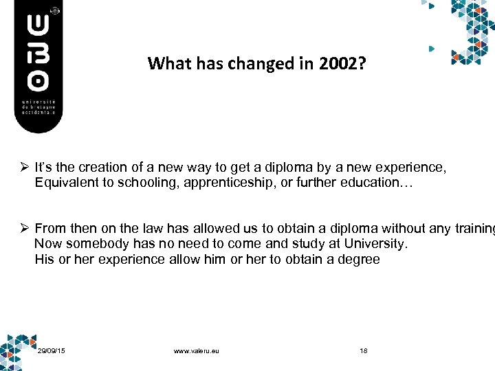 What has changed in 2002? Ø It’s the creation of a new way to