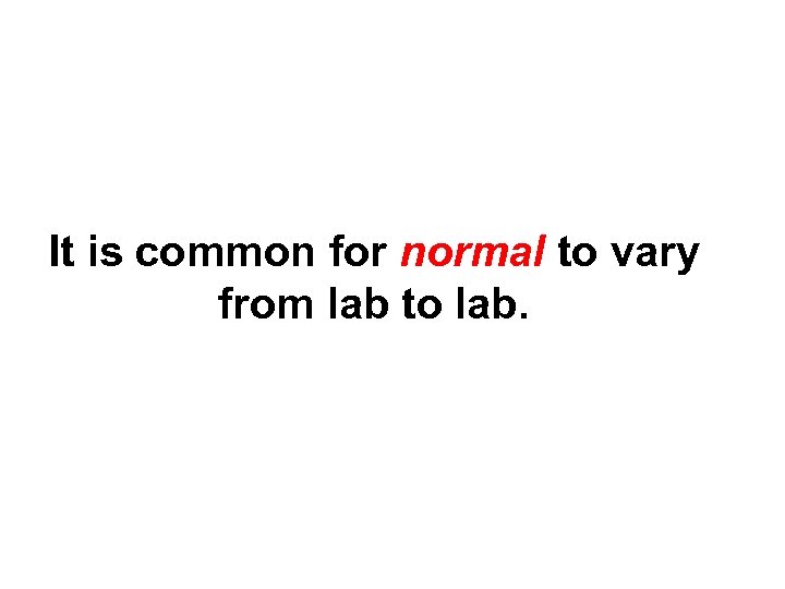 It is common for normal to vary from lab to lab. 