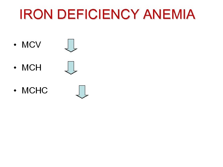 IRON DEFICIENCY ANEMIA • MCV • MCHC 