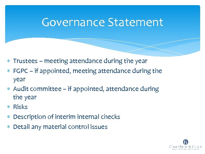 Governance Statement Trustees – meeting attendance during the year FGPC – if appointed, meeting