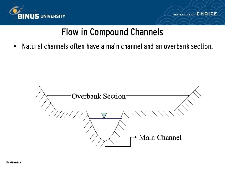 Flow in Compound Channels • Natural channels often have a main channel and an