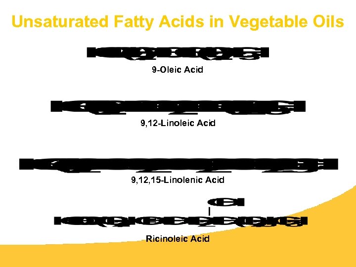Unsaturated Fatty Acids in Vegetable Oils 9 -Oleic Acid 9, 12 -Linoleic Acid 9,