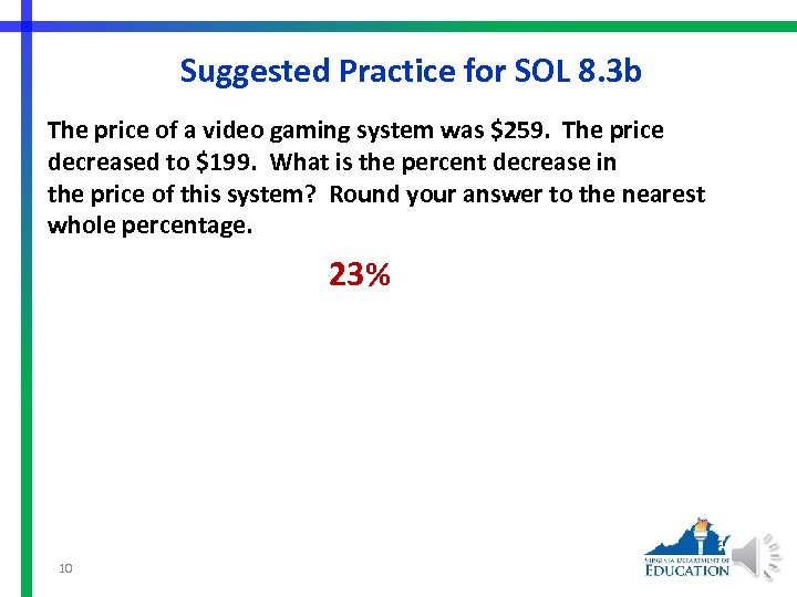 Suggested Practice for SOL 8. 3 b The price of a video gaming system