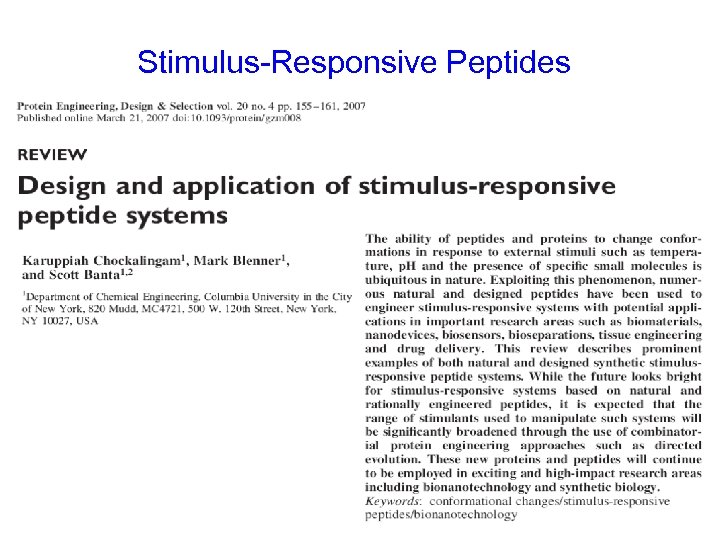 Stimulus-Responsive Peptides 