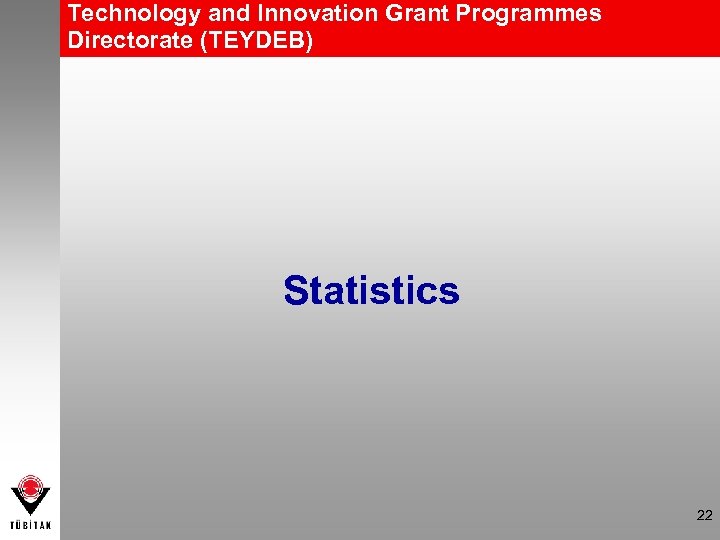 Technology and Innovation Grant Programmes Directorate (TEYDEB) Statistics 22 