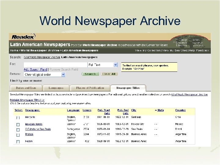 World Newspaper Archive 
