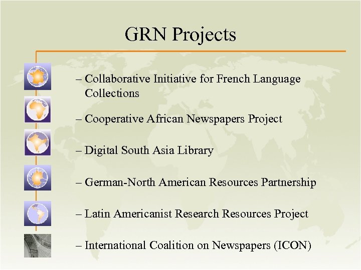 GRN Projects – Collaborative Initiative for French Language Collections – Cooperative African Newspapers Project