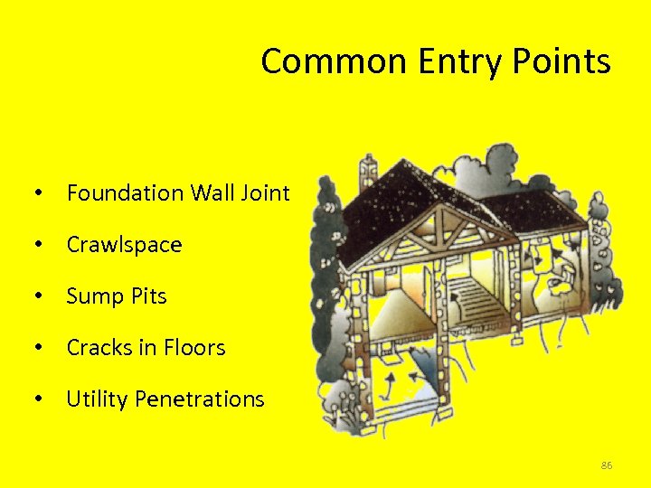 Common Entry Points • Foundation Wall Joint • Crawlspace • Sump Pits • Cracks