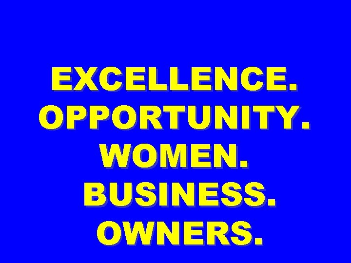 EXCELLENCE. OPPORTUNITY. WOMEN. BUSINESS. OWNERS. 