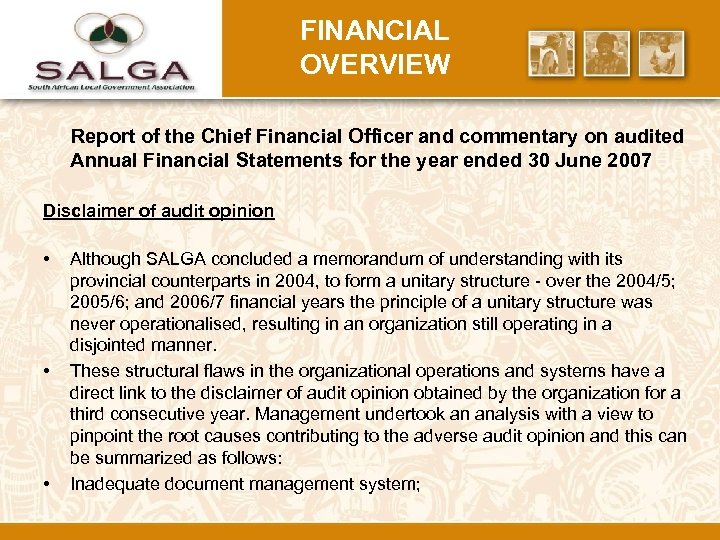 FINANCIAL OVERVIEW Report of the Chief Financial Officer and commentary on audited Annual Financial