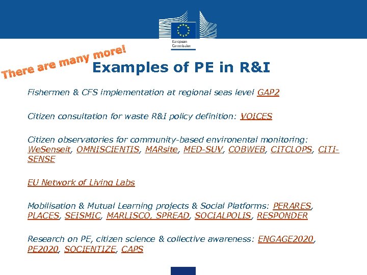 ! more y man re Examples ere a h T of PE in R&I