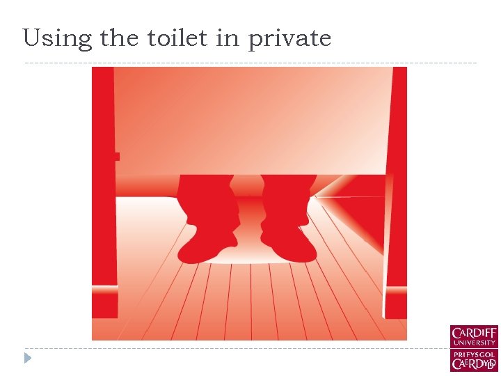 Using the toilet in private 