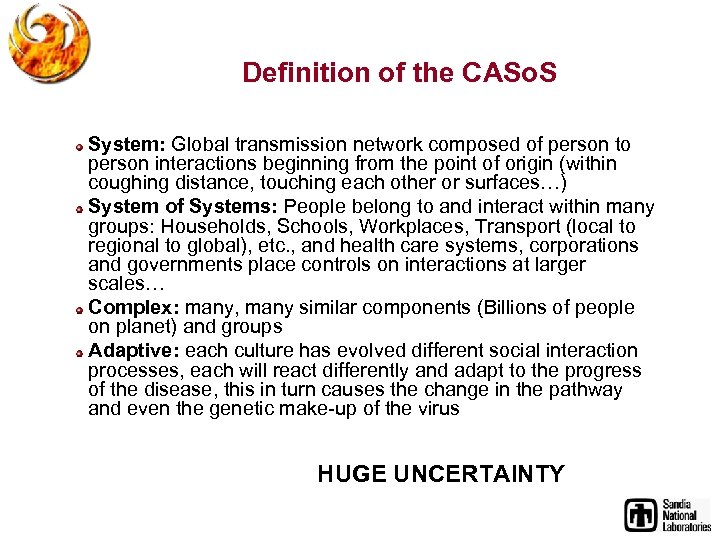 Definition of the CASo. S System: Global transmission network composed of person to person