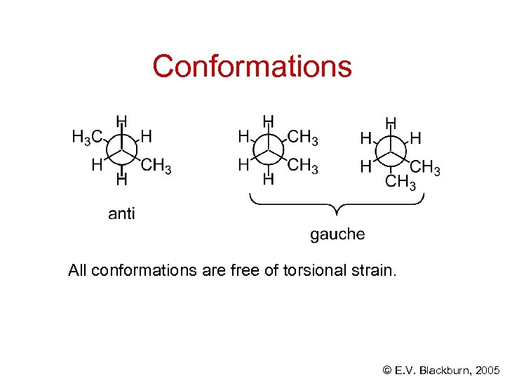 Conformations All conformations are free of torsional strain. © E. V. Blackburn, 2005 