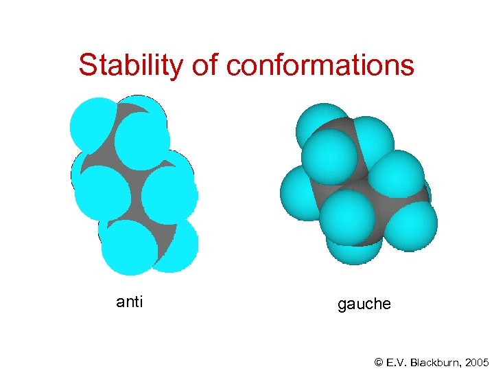 Stability of conformations anti gauche © E. V. Blackburn, 2005 