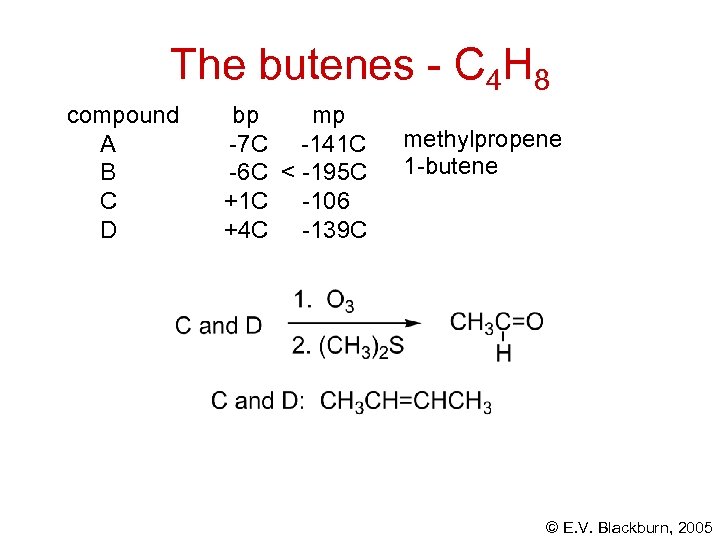 The butenes - C 4 H 8 compound A B C D bp mp