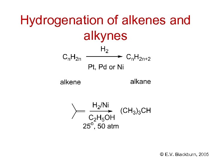 Hydrogenation of alkenes and alkynes © E. V. Blackburn, 2005 