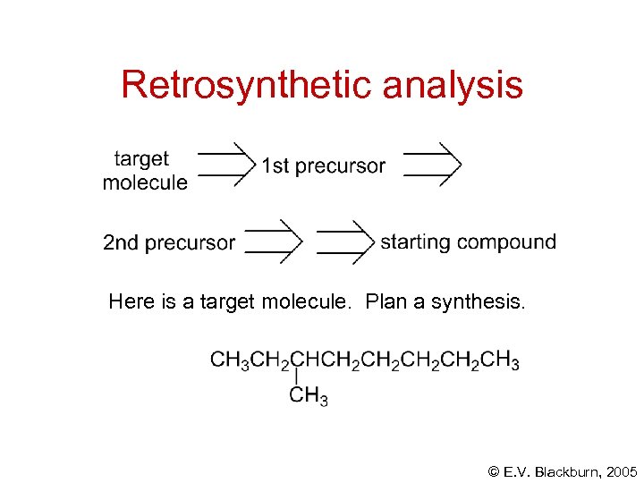 Retrosynthetic analysis Here is a target molecule. Plan a synthesis. © E. V. Blackburn,