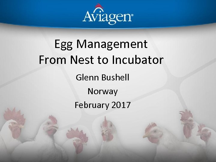 Egg Management From Nest to Incubator Glenn Bushell Norway February 2017 