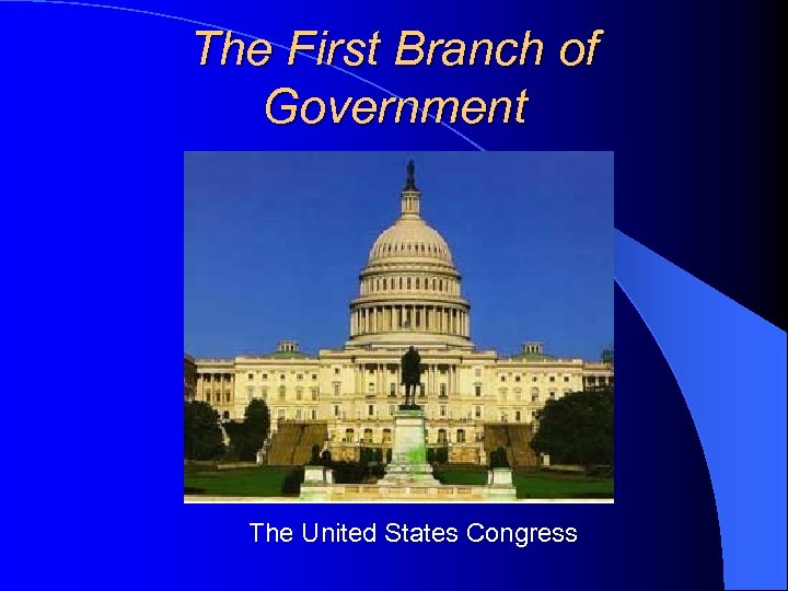 The First Branch of Government The United States Congress 