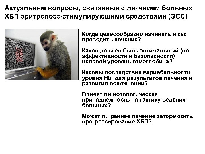 Актуальные вопросы, связанные с лечением больных ХБП эритропоэз-стимулирующими средствами (ЭСС) Когда целесообразно начинать и