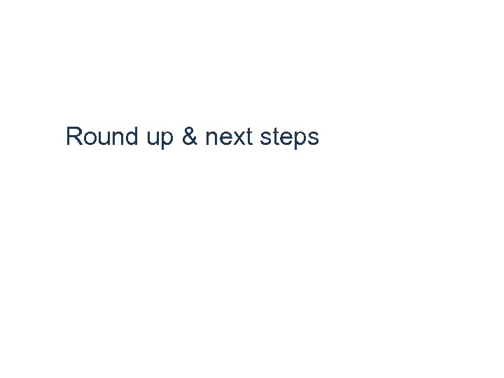 Round up & next steps 
