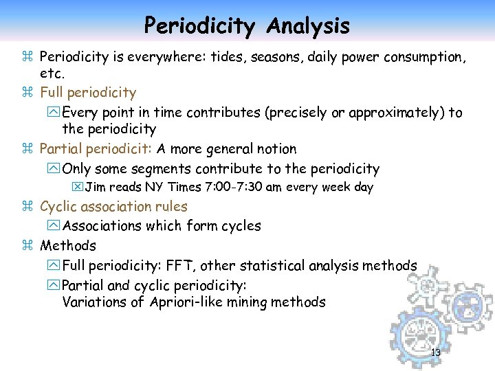 Periodicity Analysis z Periodicity is everywhere: tides, seasons, daily power consumption, etc. z Full