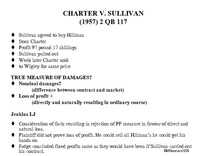 CHARTER V. SULLIVAN (1957) 2 QB 117 t t t Sullivan agreed to buy