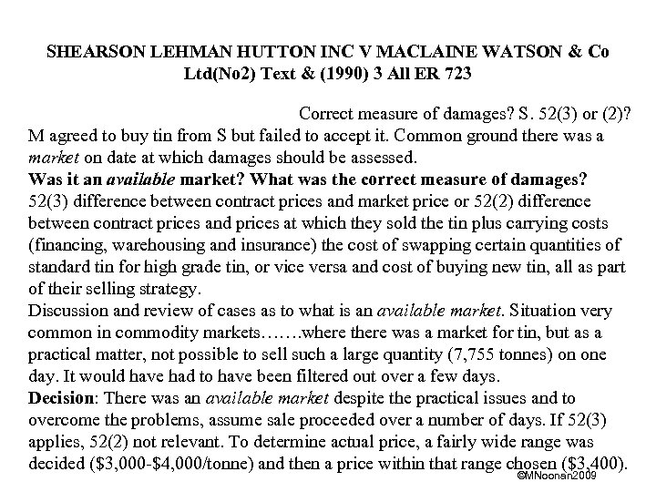 SHEARSON LEHMAN HUTTON INC V MACLAINE WATSON & Co Ltd(No 2) Text & (1990)