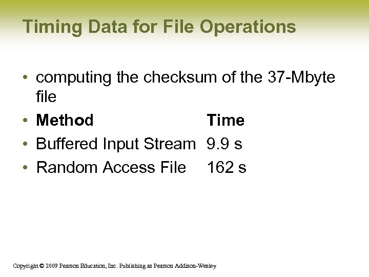 Timing Data for File Operations • computing the checksum of the 37 -Mbyte file