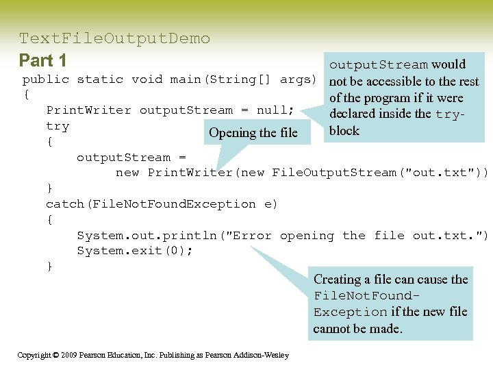 Text. File. Output. Demo Part 1 output. Stream would public static void main(String[] args)