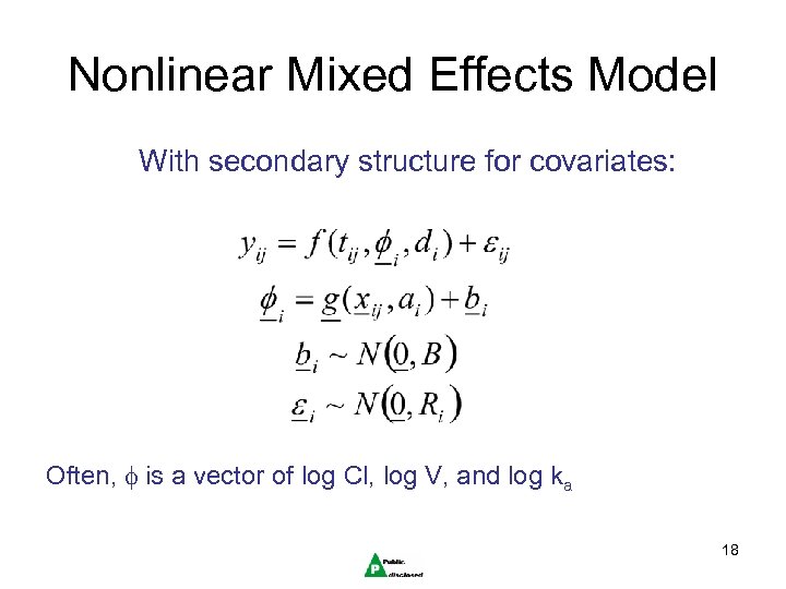 Nonlinear Mixed Effects Model With secondary structure for covariates: Often, is a vector of
