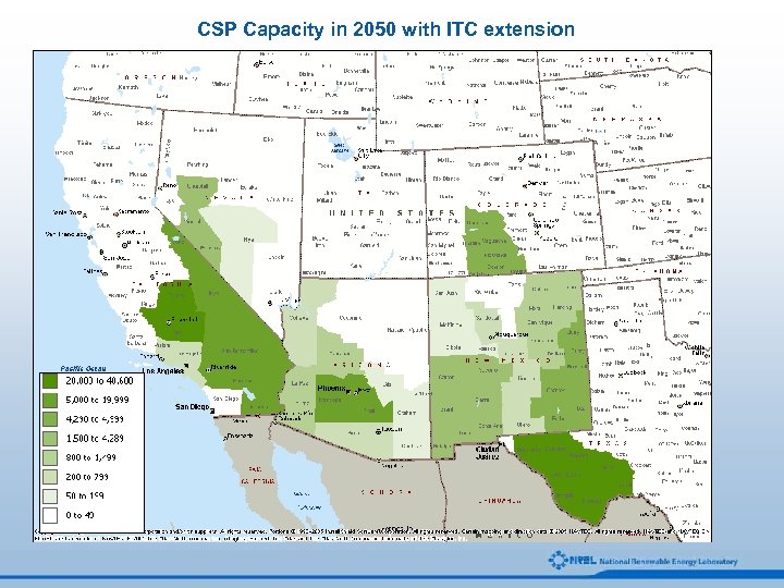 CSP Capacity in 2050 with ITC extension 