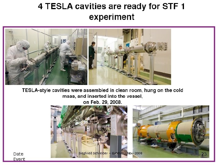 FLASH Free-Electron Laser in Hamburg Date Event Siegfried Schreiber – Grömitz– Nov-2008 23 