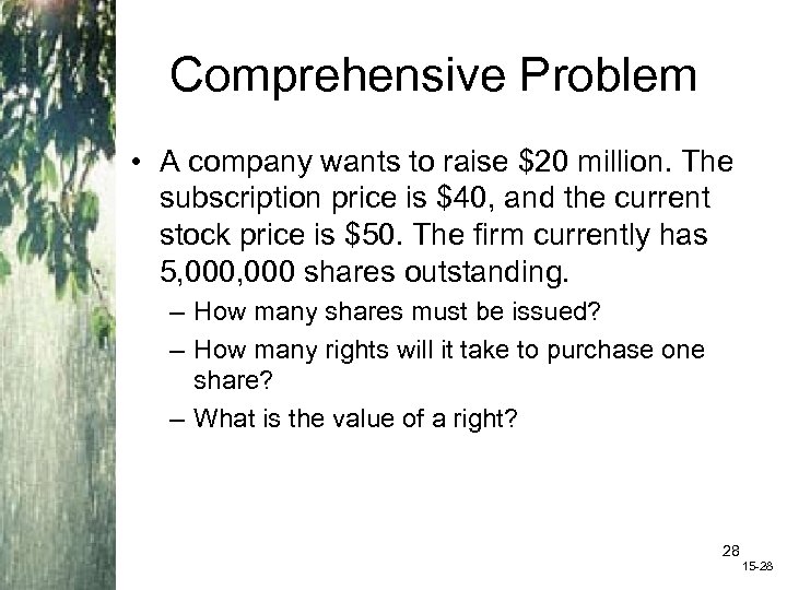 Comprehensive Problem • A company wants to raise $20 million. The subscription price is