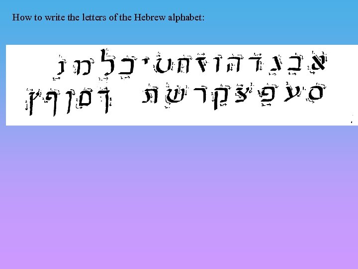 How to write the letters of the Hebrew alphabet: 