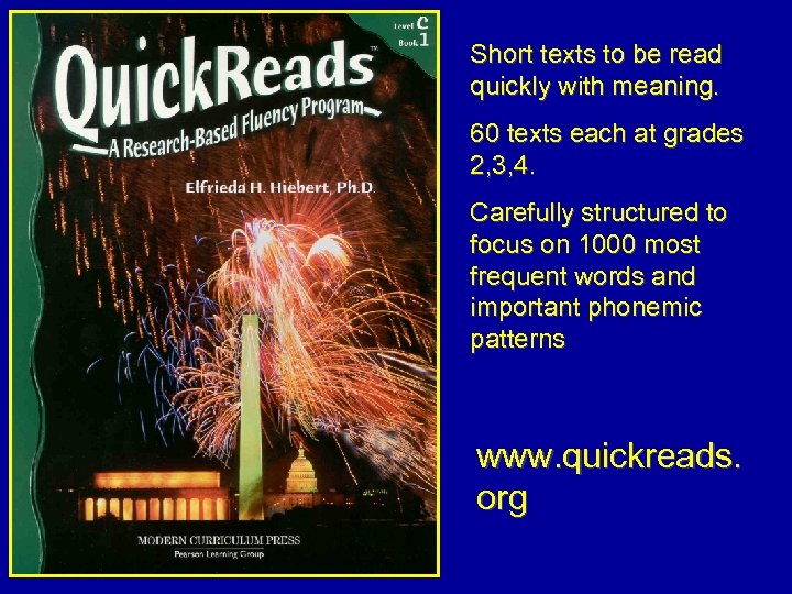 Short texts to be read quickly with meaning. 60 texts each at grades 2,