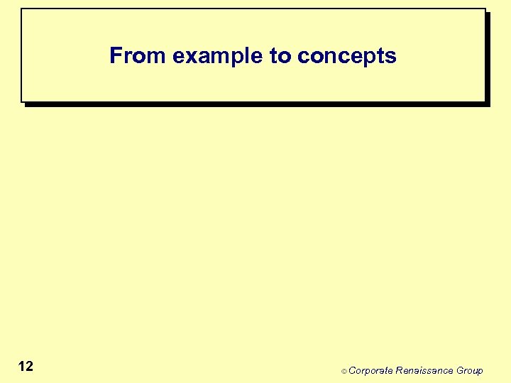 From example to concepts 12 © Corporate Renaissance Group 