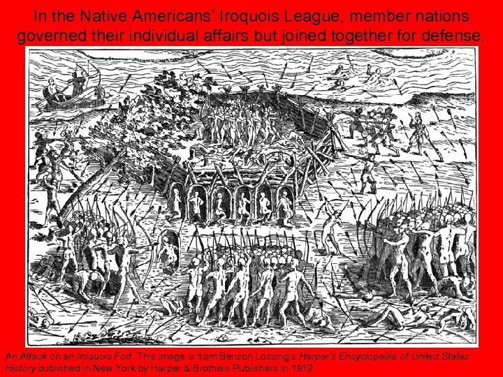 In the Native Americans’ Iroquois League, member nations governed their individual affairs but joined