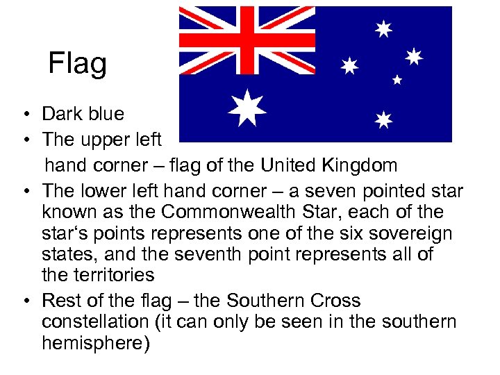 Flag • Dark blue • The upper left hand corner – flag of the