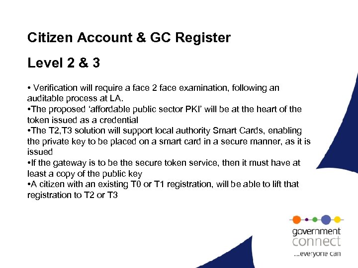 Citizen Account & GC Register Level 2 & 3 • Verification will require a