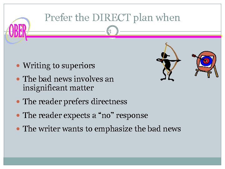 Prefer the DIRECT plan when 3 Writing to superiors The bad news involves an