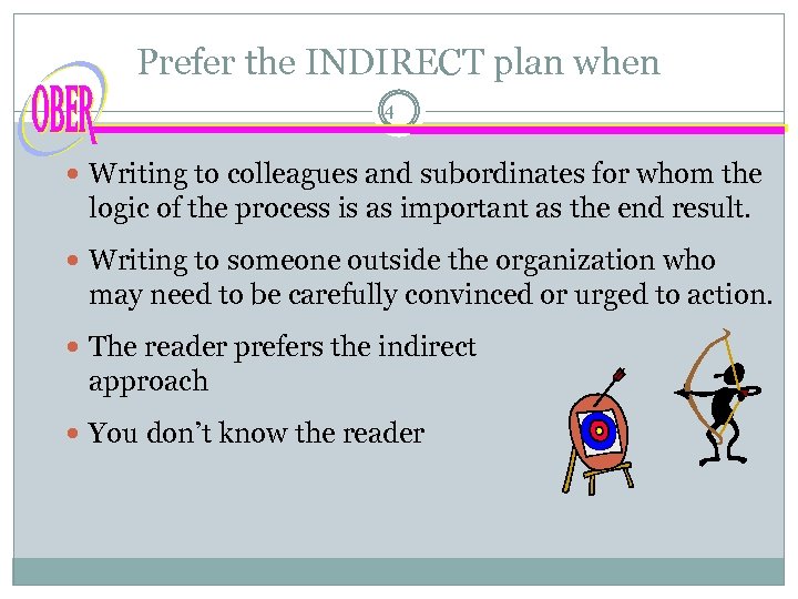 Prefer the INDIRECT plan when 4 Writing to colleagues and subordinates for whom the