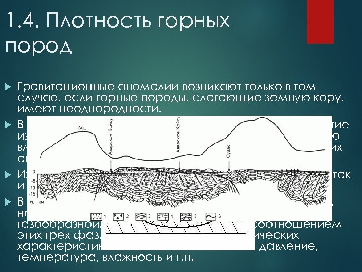 1. 4. Плотность горных пород Гравитационные аномалии возникают только в том случае, если горные