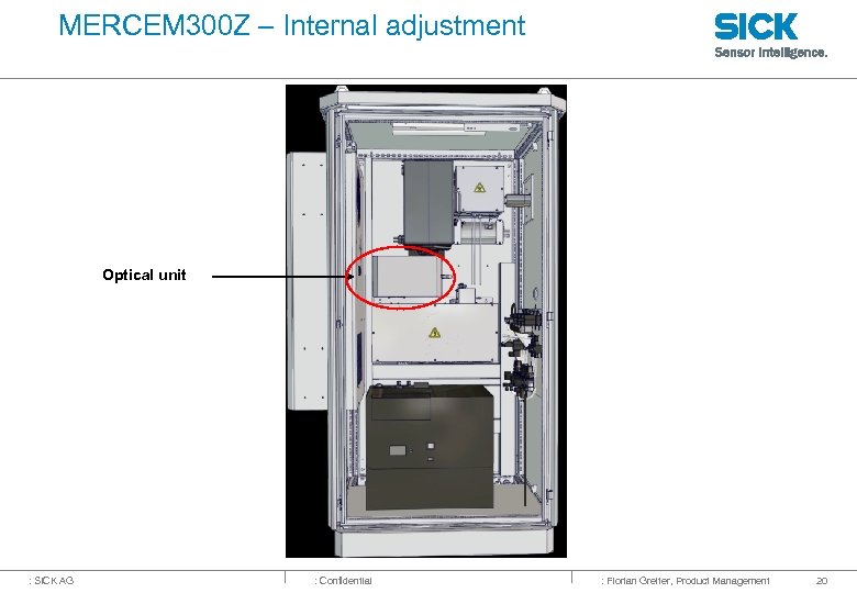 MERCEM 300 Z – Internal adjustment Optical unit : SICK AG : Confidential :