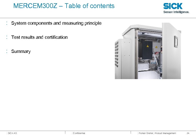 MERCEM 300 Z – Table of contents : System components and measuring principle :