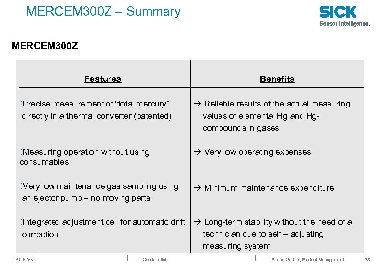 MERCEM 300 Z – Summary MERCEM 300 Z Features Benefits : Precise measurement of