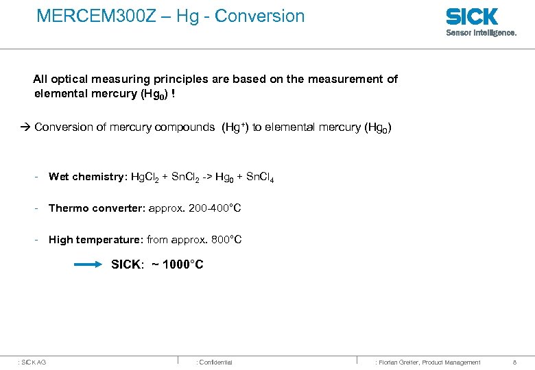 MERCEM 300 Z – Hg - Conversion All optical measuring principles are based on