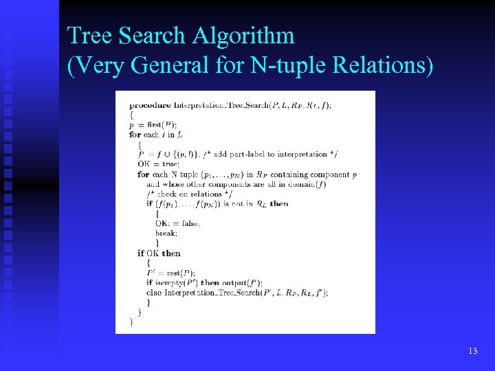 Tree Search Algorithm (Very General for N-tuple Relations) 13 