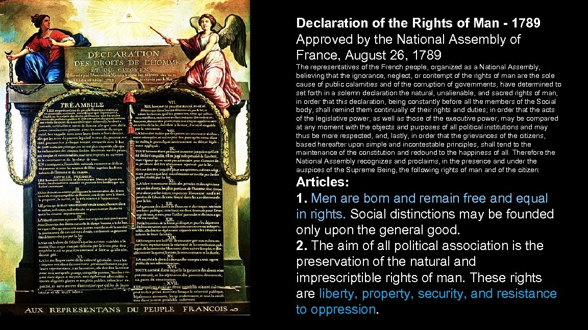 Declaration of the Rights of Man - 1789 Approved by the National Assembly of